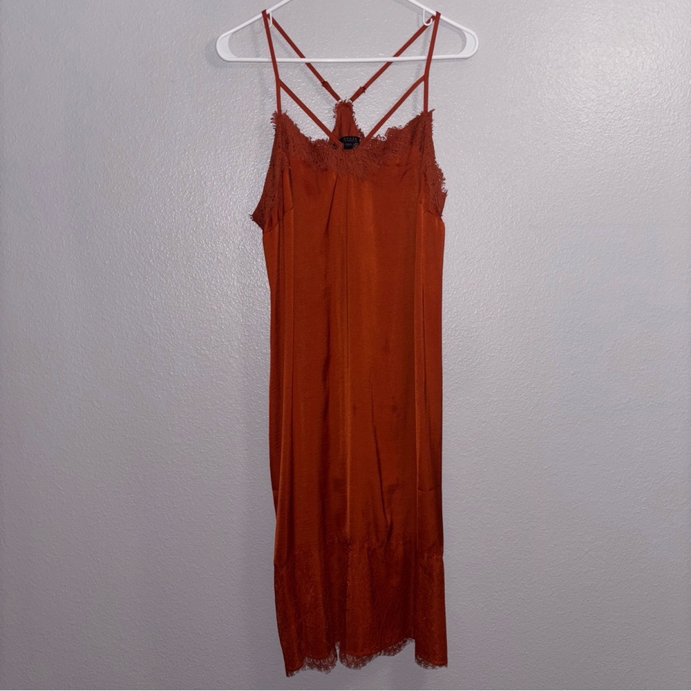 Guess Womens Dress Size Large Burnt Orange Spaghetti Strap Slip Dress